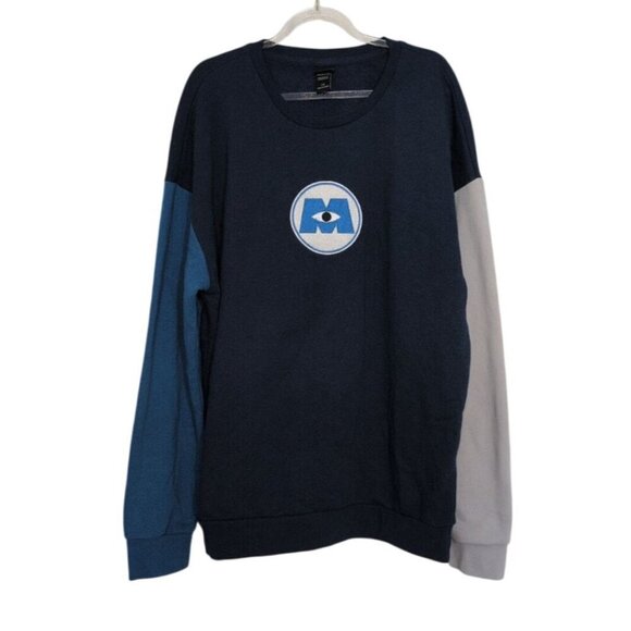 Disney Other - Disney PIXAR Monsters Inc Sock Patch Sweatshirt Mens Size Large Blue Color Block